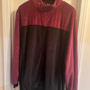 2-Piece KingSize Burgundy and Black Zipped Jacket and Pants